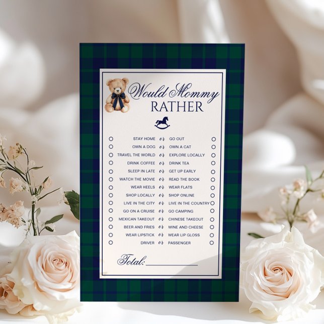 Would Mommy Rather Teddy Bear Navy Plaid game (Créateur téléchargé)