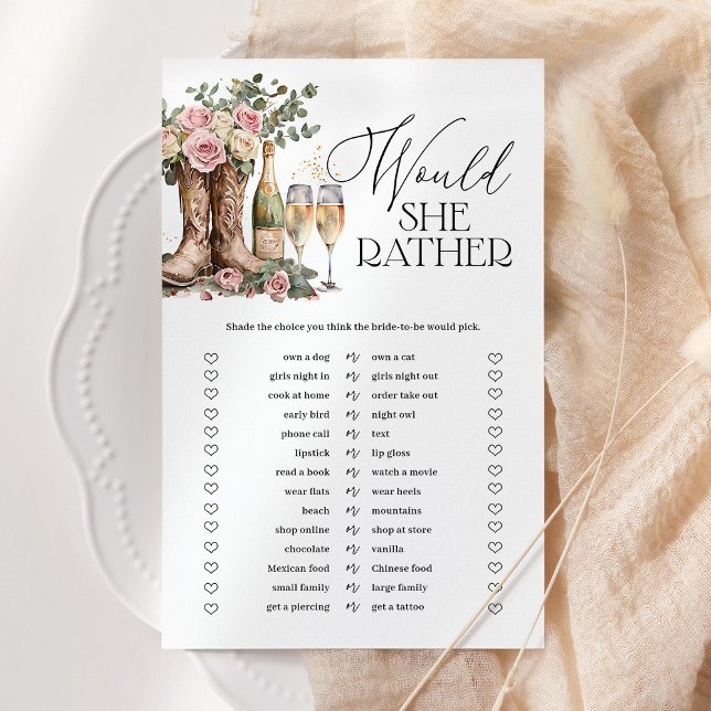 Would She Rather Boots and Bubbly Shower Game (Créateur téléchargé)