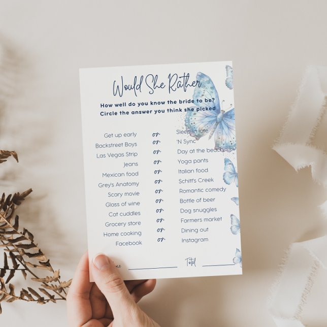 Would She Rather Bridal Shower Game Blue Butterfly (Créateur téléchargé)