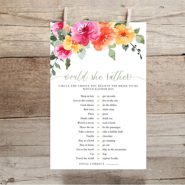Would she rather bridal shower game colorful (Créateur téléchargé)
