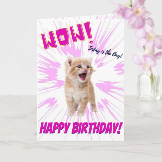 Wow mignon Orange Kitten Carte d'anniversaire