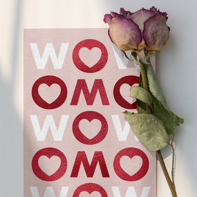 WOW MOM Red Faux Foil Carte de fête des mères (Créateur téléchargé)