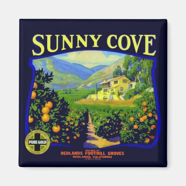 WQ MAGNET : Sunny Cove Fruit Crate Étiquette (Devant)