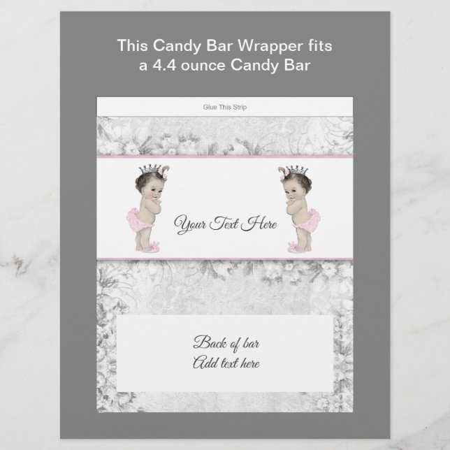 Wrapper bar Baby shower Princess Twin (Devant)
