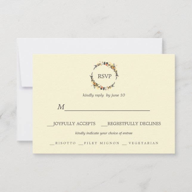 Wreath d'automne | Mariage moderne RSVP choix de r (Devant)