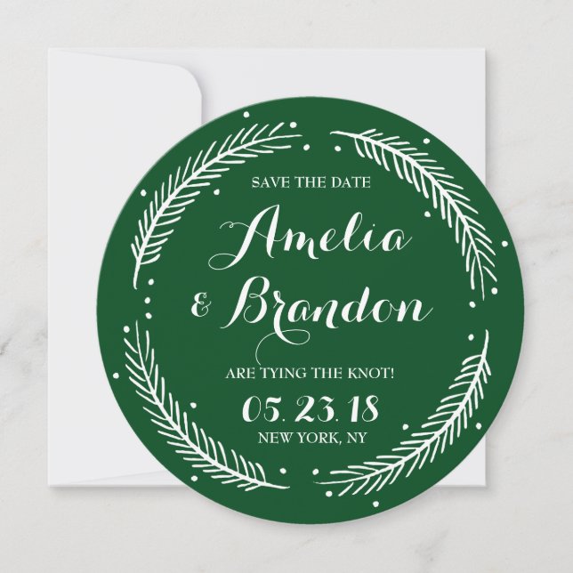 Wreath d'hiver Whimsical vert Enregistrer la carte (Devant)