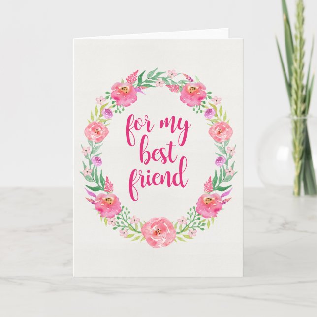 Wreath Fleur Aquarelle - Pour Ma Meilleure Carte A (Devant)