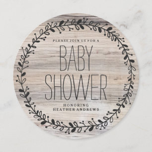 Wreath florale INVITATION AU BABY SHOWER EN BOIS