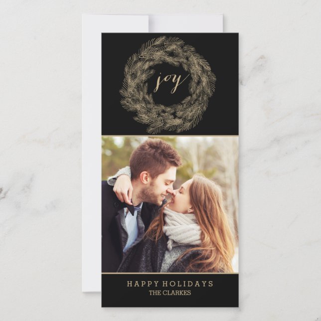 WREATH HIVER | JOY | CARTE DE VACANCES ÉLÉGANTE (Devant)