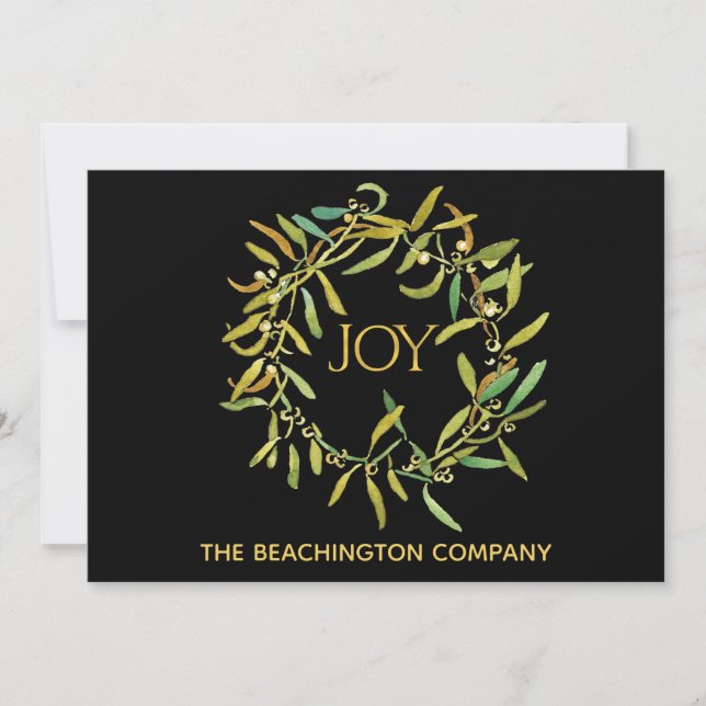 *~* Wreath JOY Corporate Business Holiday Card (Devant)