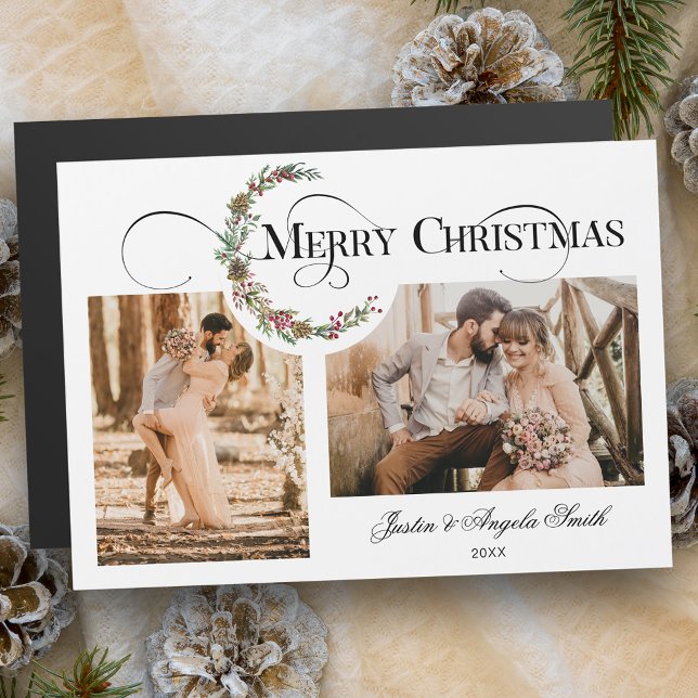 Wreath & Joyeux Noël Typographie multi-photo (Créateur téléchargé)