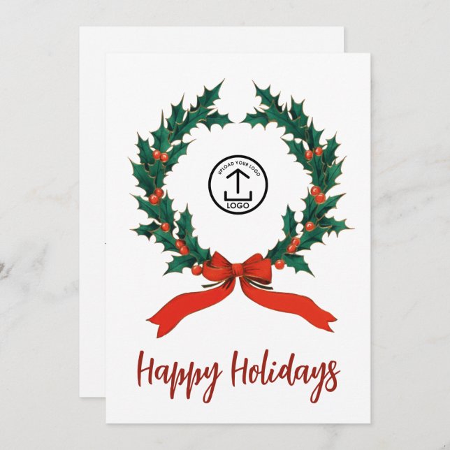 Wreath Moderne Votre Logo Joyeuses Fêtes (Devant / Derrière)