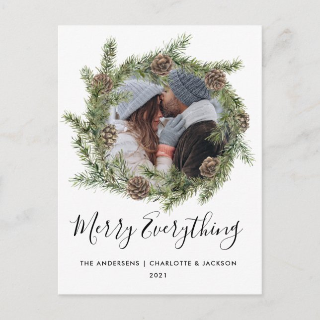 Wreath Pine Cone | Carte de Noël photo (Devant)