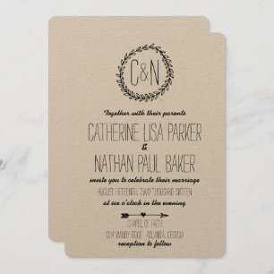 Wreath Russe Kraft Faire-part de mariage