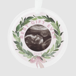 Wreath Ultrasound Photo Meilleur cadeau Noël rose