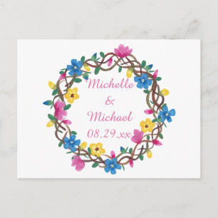 Wreathe Colorful Flowers Enregistrer la date Carte