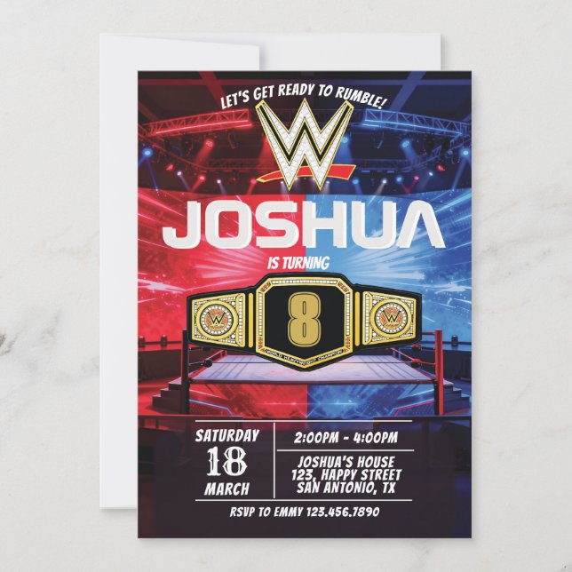 Wrestling Battle Birthday Invitation (Devant)