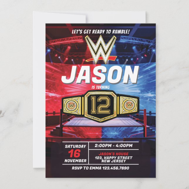 Wrestling Birthday Invitation (Devant)