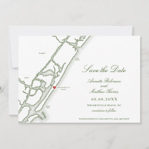 Wrightsville Beach NC Carte Forest Green Mariage