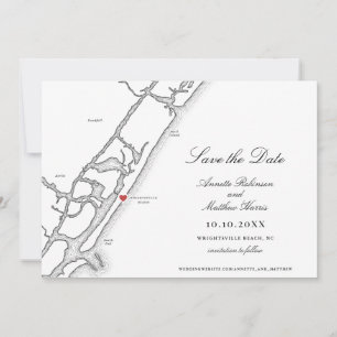 Wrightsville Beach NC Carte Mariage noir et blanc