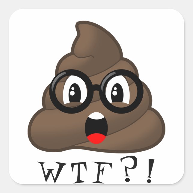 WTF Funny Poop Emoji Avec Sticker De Lunettes (Devant)