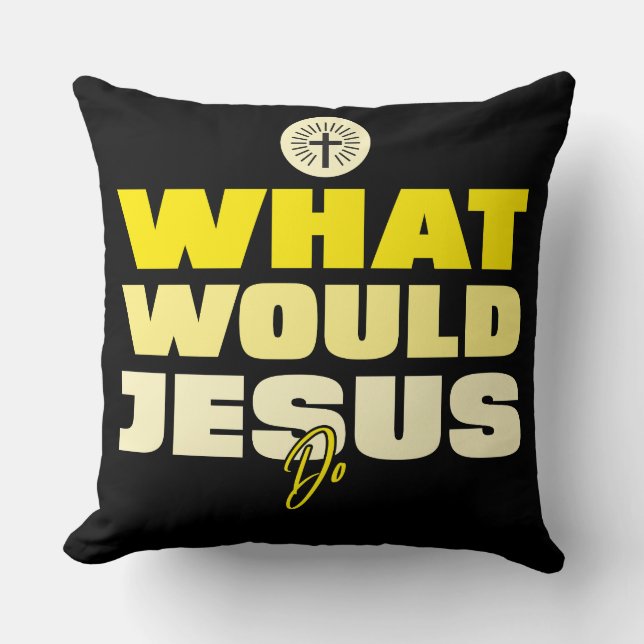 WWJD – Que ferait Jésus ? Coussin décoratif (Recto)