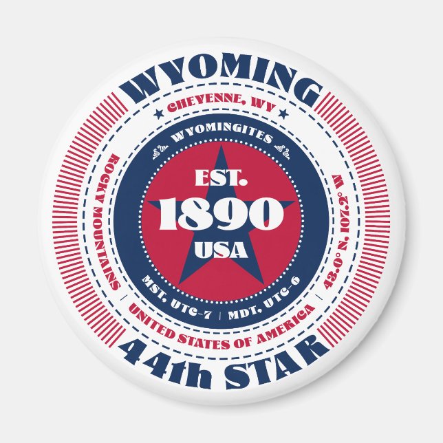 Wyoming Circle Typographie Souvenir Magnet (Devant)