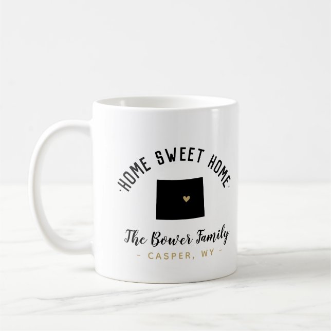 Wyoming Home Sweet Home Famille Monogramme Mug (Gauche)