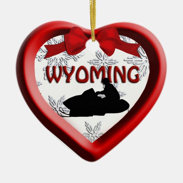 Wyoming Motoneige coeur ornement de Noël (Devant)