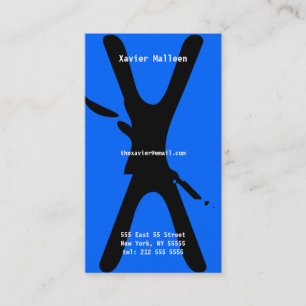 X bleu au néon de carte de visite d'alphabet de