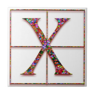 X Carreau de monogramme personnalisé rouge Trajanu