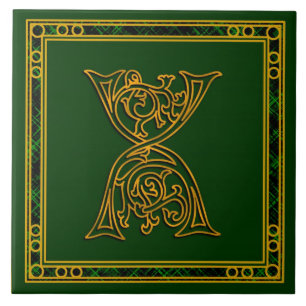 X Monogramme "Irish Gold on Green" Carreaux en cér