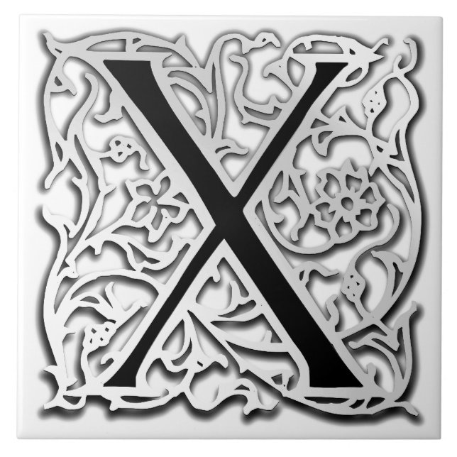 X Monogramme "Silver Besque" Carreaux en céramique (Devant)