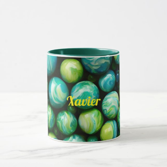 XAVIER ~ Mug personnalisé ~ Green Marbles ~ (Centre)