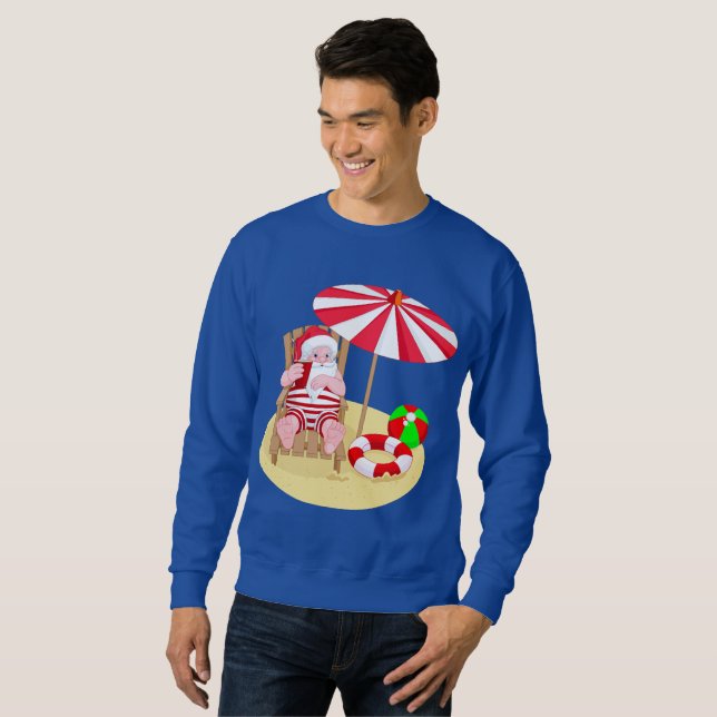 xmas beach santa claus mens sweatshirt (Devant entier)