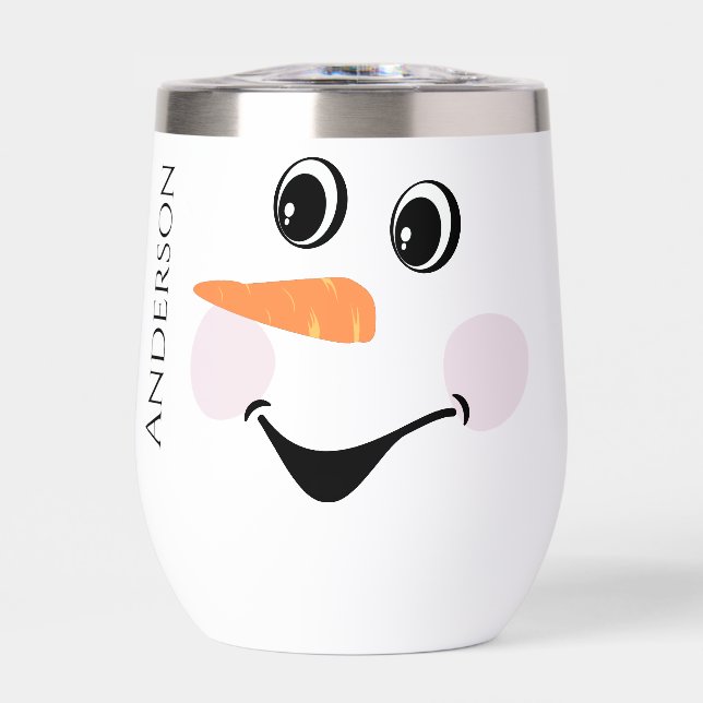 Xmas Cute Custom Snowman happy face cup coffee mug (Avant)