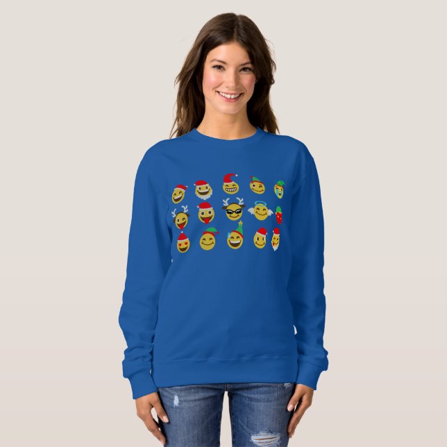 xmas emoji joyeux visage femmes sweatshirt (Devant entier)