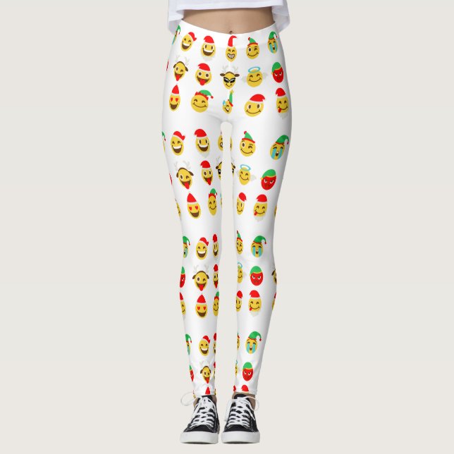 xmas emoji joyeux visage leggings (Devant)