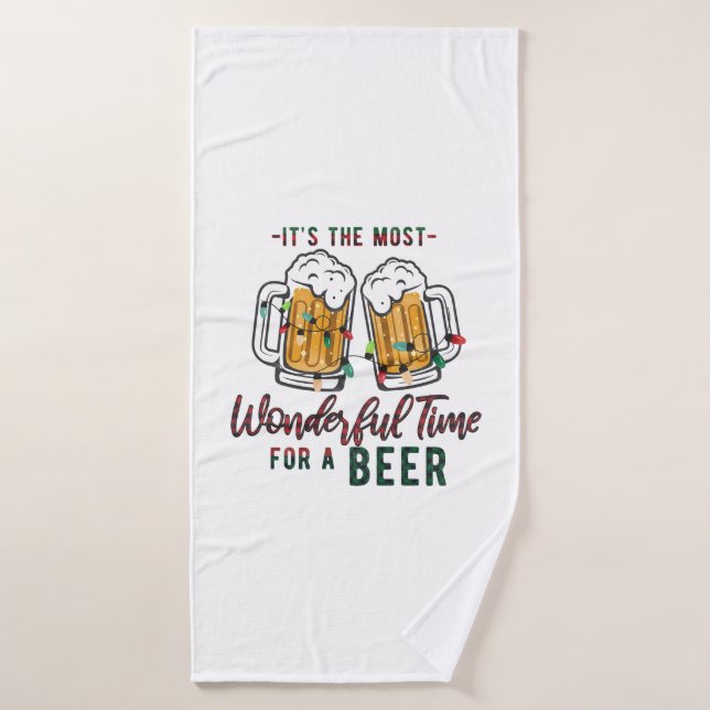 Xmas Gift Wonderful Time For A Beer (Serviette de bain)