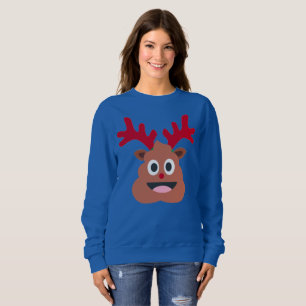 xmas rendeer poo emoji femmes sweatshirt