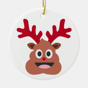 xmas renne poo émoji ornement céramique