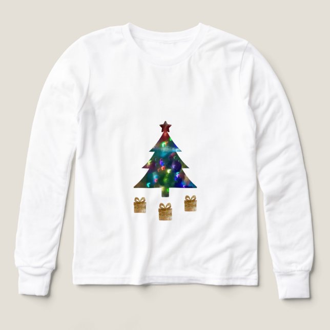 Xmas Tree & Presents Kids Long Sleeve Shirt (Motif recto)