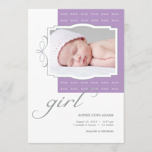 XOX Girl Custom Photo Faire-part de naissance