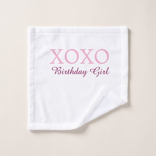 Xoxo fille d'anniversaire nom rose mauve simple am (Gant de toilette)