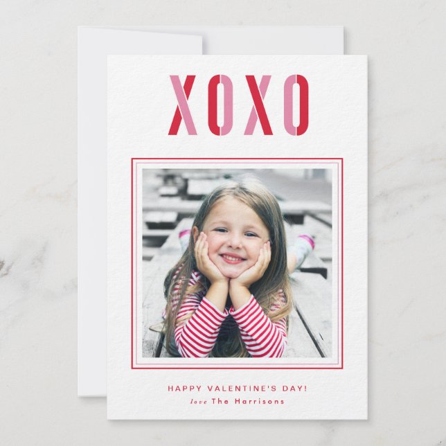 XOXO Valentine's Day Carte photo Personnalisé (Devant)