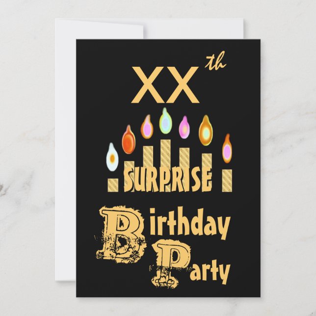 XXe Invitation à la fête d'anniversaire SURPRISE - (Devant)