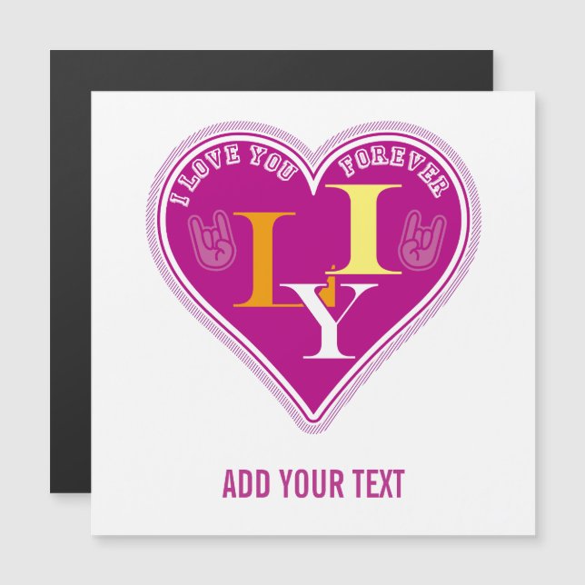 Y2K Vibrant Pink ILY Sign Language Heart Custom (Devant / Derrière)