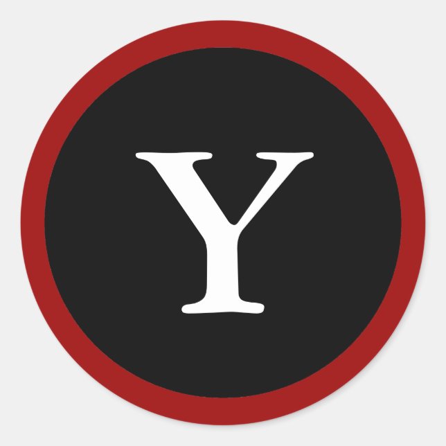 Y : Initial Y Letter Y Red, White & Black Stickers (Devant)