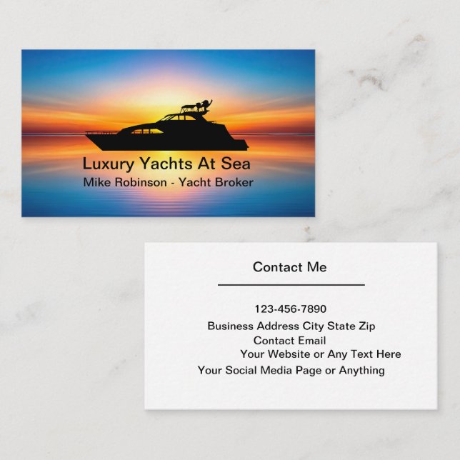 Yacht Broker Et Concessionnaire Cartes de visite S (Devant / Derrière)