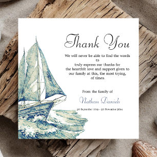 Yacht on the Ocean Funeral Merci Cartes